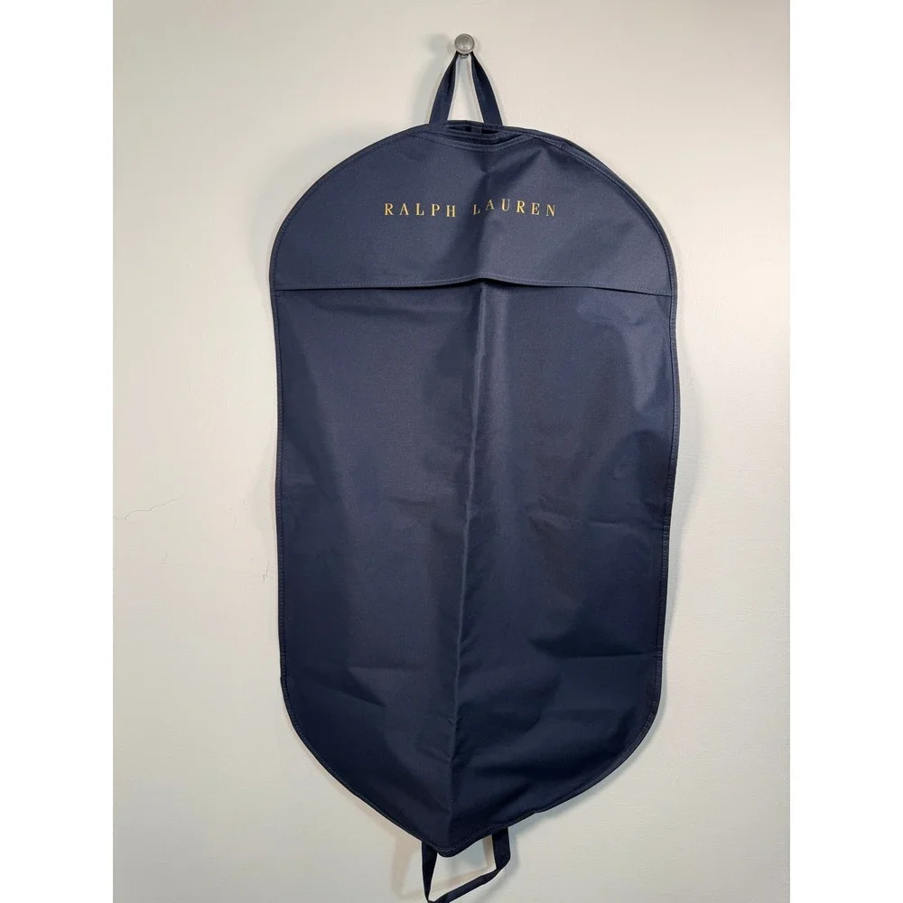 Ralph Lauren Navy Blue Garment Bags Set of 2 Travel Suit Covers Gold Logo 38x24